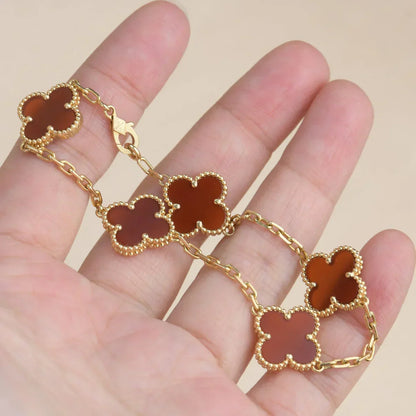 [Radiant Gem]New  CLOVER 5 MOTIF RED CORNELIAN BRACELET COLLECTION
