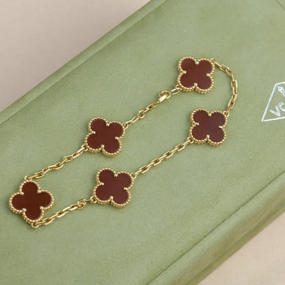 [Radiant Gem]New  CLOVER 5 MOTIF RED CORNELIAN BRACELET COLLECTION