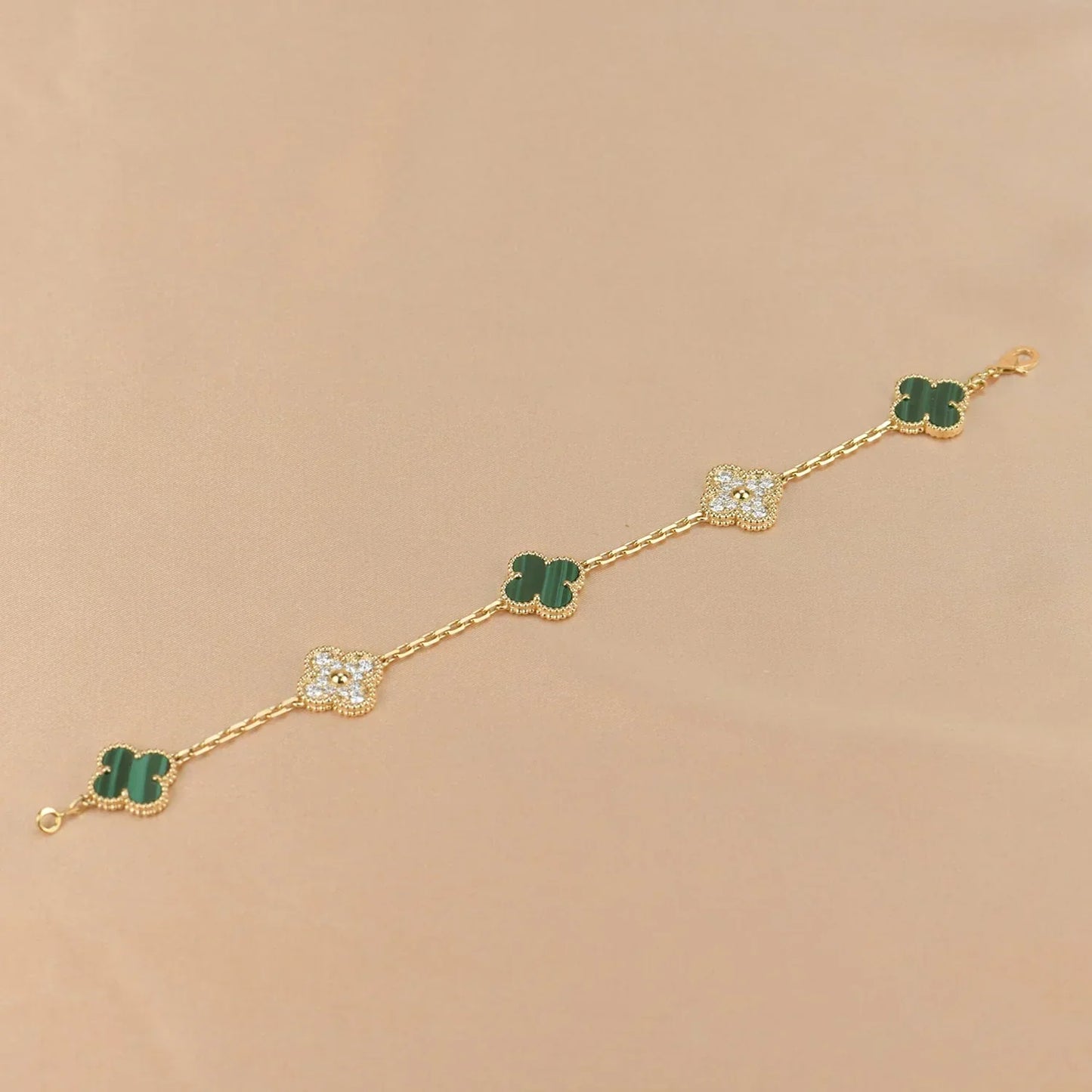 [Radiant Gem]New  CLOVER 5 MOTIF MALACHITE BRACELET COLLECTION