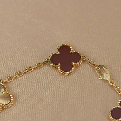 [Radiant Gem]New  CLOVER 5 MOTIF RED CORNELIAN BRACELET COLLECTION