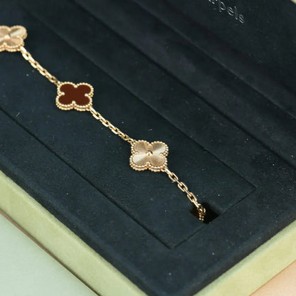 [Radiant Gem]New  CLOVER 5 MOTIF RED CORNELIAN BRACELET COLLECTION