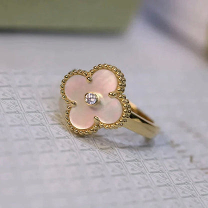 [Radiant Gem]¯CLOVER PINK MOP RING GOLD DIAMOND