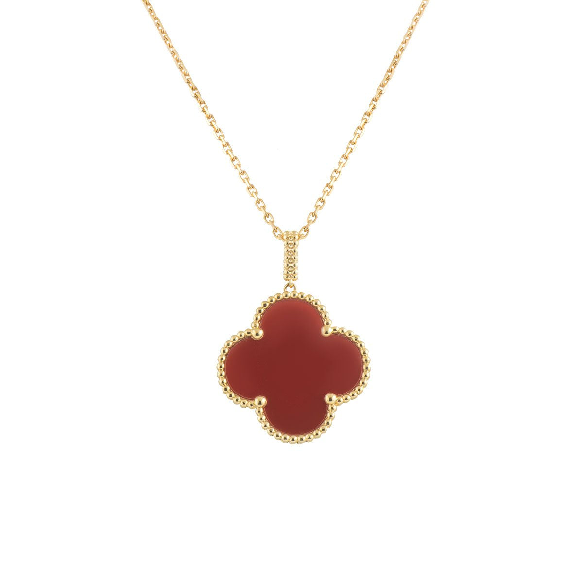 [Radiant Gem]¯CLOVER 25MM NECKLACE GOLD CARNELIAN