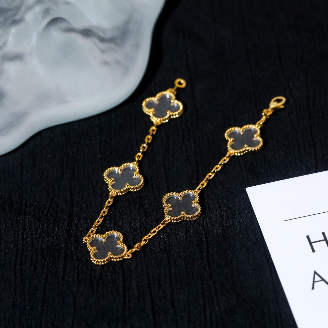 [Glow Jewelry]New CLOVER 5 MOTIF ROCK CRYSTAL BRACELET
