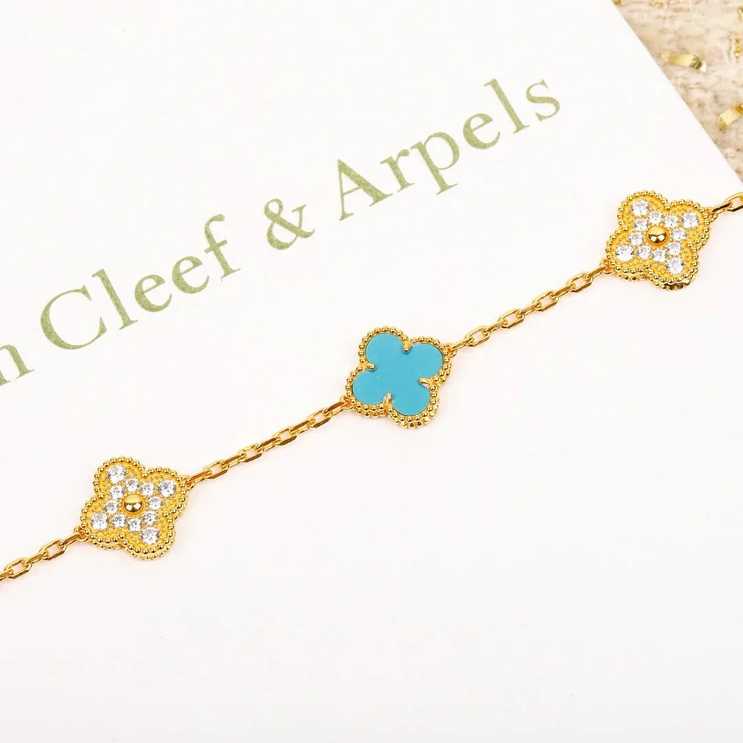 [Radiant Gem]New  CLOVER 5 MOTIF TURQUOISE BRACELET COLLECTION