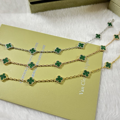 [[Radiant Gem]¯]CLOVER 6 MOTIF MALACHITE BRACELET