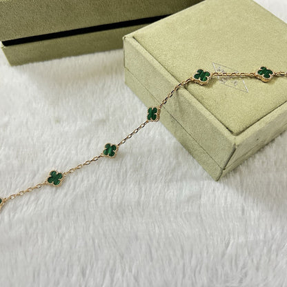 [[Radiant Gem]¯]CLOVER 6 MOTIF MALACHITE BRACELET
