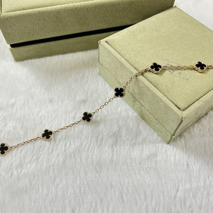 [[Radiant Gem]¯]CLOVER 6 MOTIF  ONYXS BRACELET