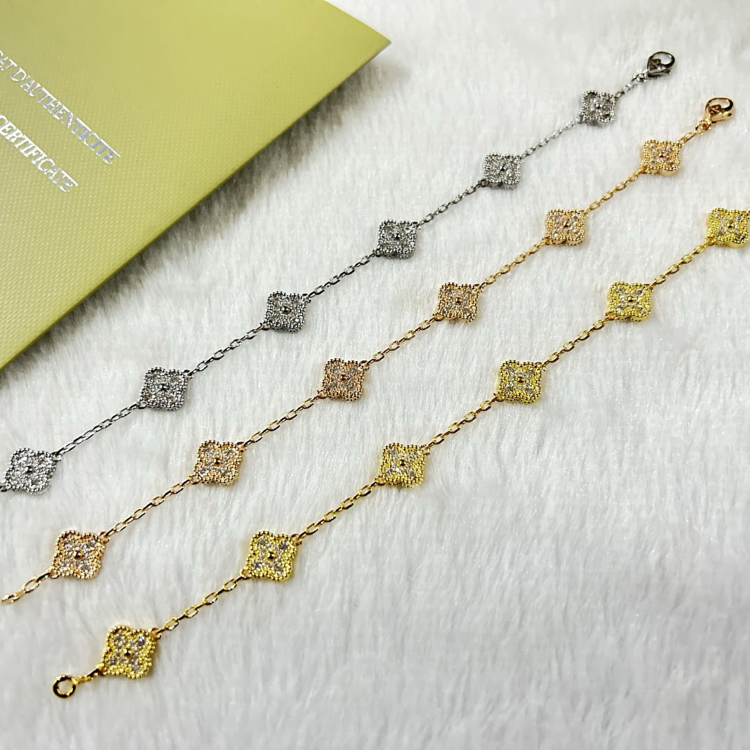 [Glow Jewelry]New CLOVER 6 MOTIF DIAMOND BRACELET