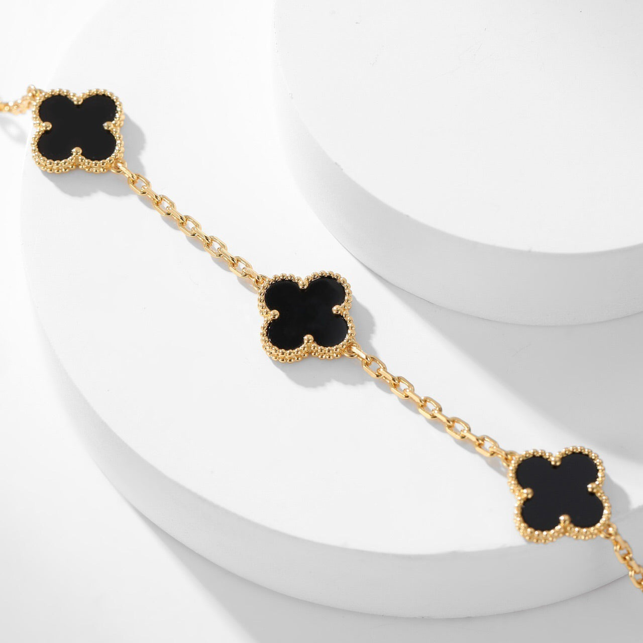 [Radiant Gem]¯CLOVER 10 MOTIFS ONYX NECKLACE