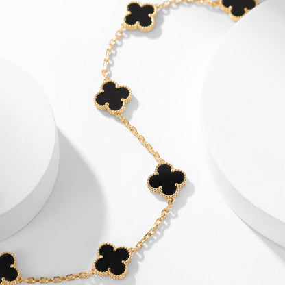 [Radiant Gem]¯CLOVER 10 MOTIFS ONYX NECKLACE