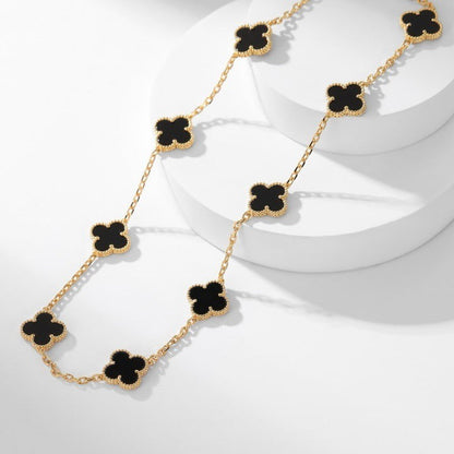 [Radiant Gem]¯CLOVER 10 MOTIFS ONYX NECKLACE