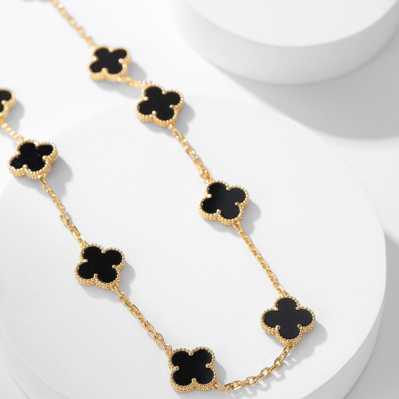 [Radiant Gem]¯CLOVER 10 MOTIFS ONYX NECKLACE