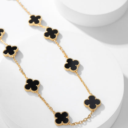 [Radiant Gem]¯CLOVER 10 MOTIFS ONYX NECKLACE