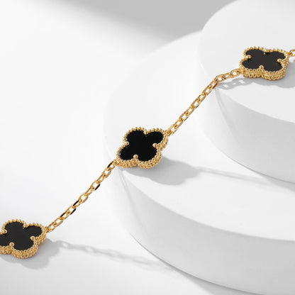 [Radiant Gem]¯CLOVER 10 MOTIFS ONYX NECKLACE