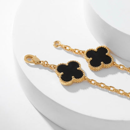 [Radiant Gem]¯CLOVER 10 MOTIFS ONYX NECKLACE