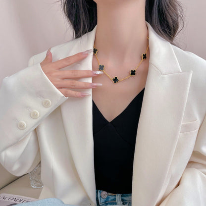 [Radiant Gem]¯CLOVER 10 MOTIFS ONYX NECKLACE