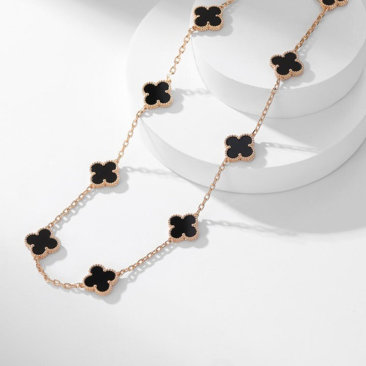 [Radiant Gem]¯CLOVER 10 MOTIFS ONYX NECKLACE