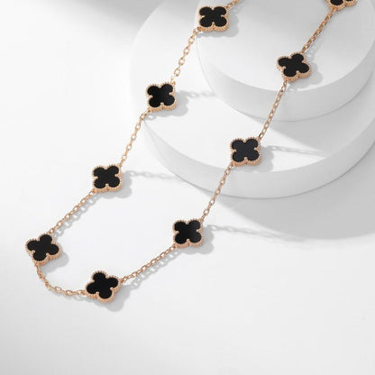 [Radiant Gem]¯CLOVER 10 MOTIFS ONYX NECKLACE