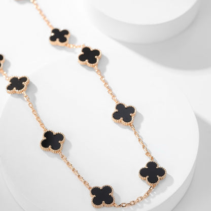 [Radiant Gem]¯CLOVER 10 MOTIFS ONYX NECKLACE