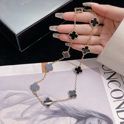 [Radiant Gem]¯CLOVER 10 MOTIFS ONYX NECKLACE