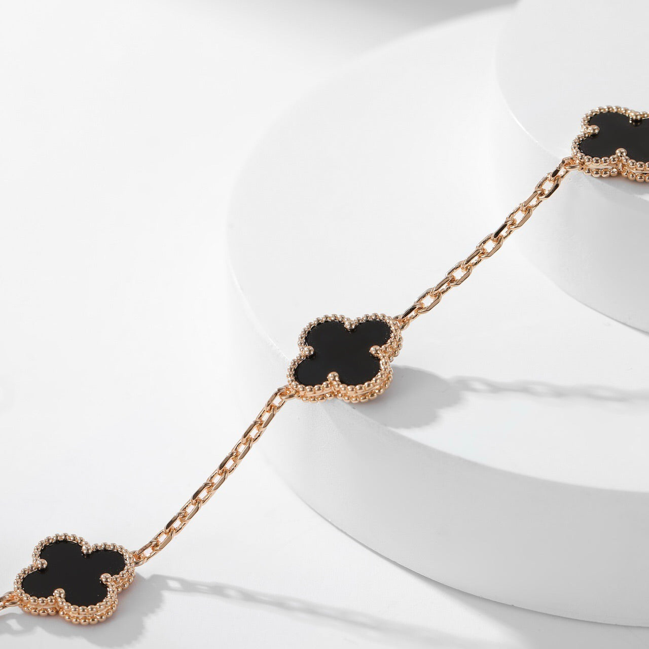 [Radiant Gem]¯CLOVER 10 MOTIFS ONYX NECKLACE