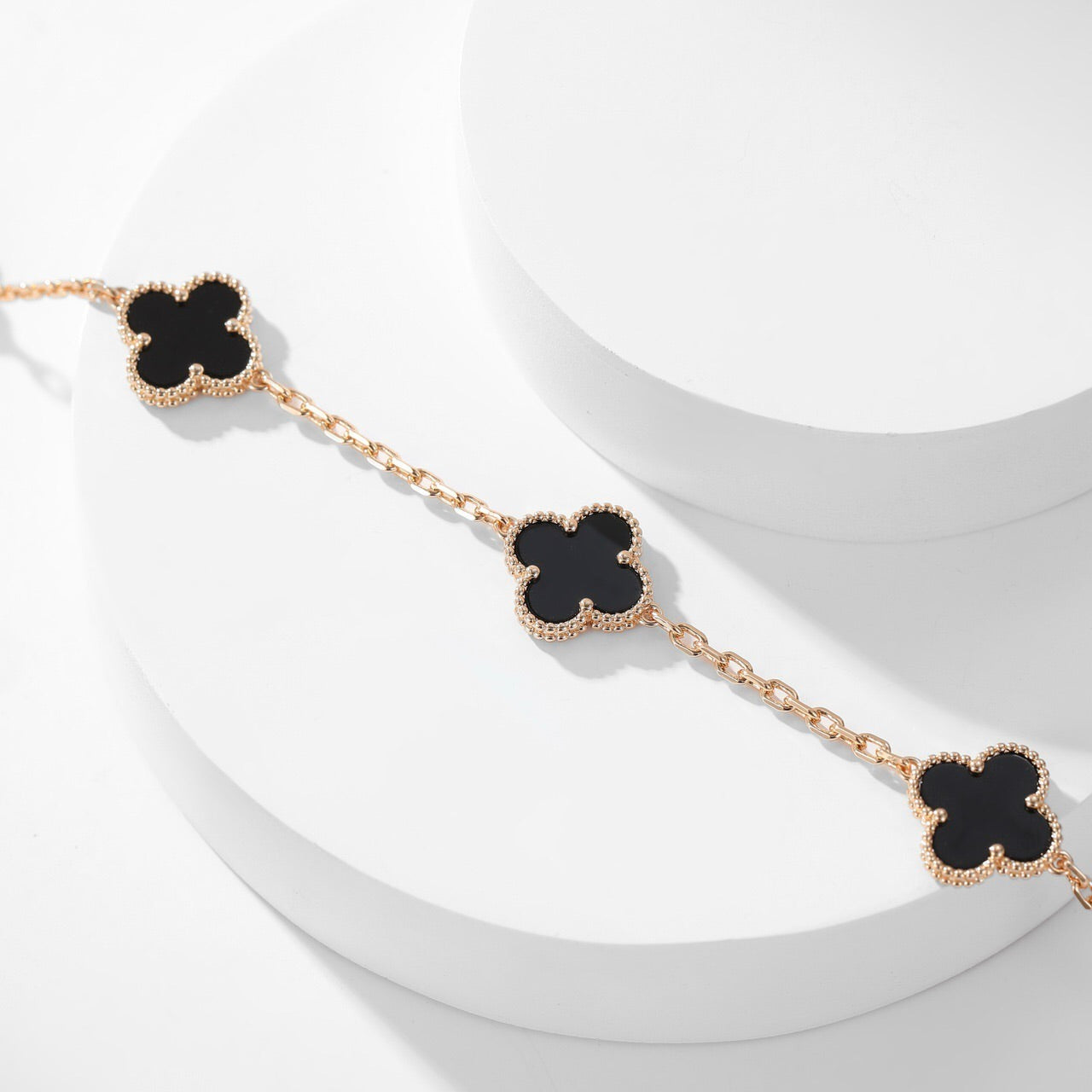 [Radiant Gem]¯CLOVER 10 MOTIFS ONYX NECKLACE