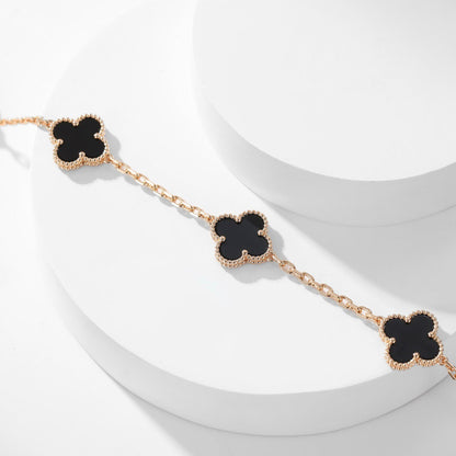 [Radiant Gem]¯CLOVER 10 MOTIFS ONYX NECKLACE