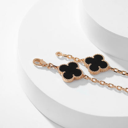 [Radiant Gem]¯CLOVER 10 MOTIFS ONYX NECKLACE