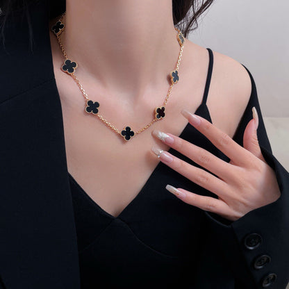 [Radiant Gem]¯CLOVER 10 MOTIFS ONYX NECKLACE