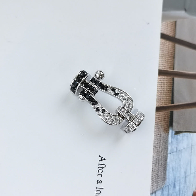 [Radiant Gem]¯FORCE LARGE HORSESHOE BLACK WHITE DIAMOND BRACELET ROSE GOLD
