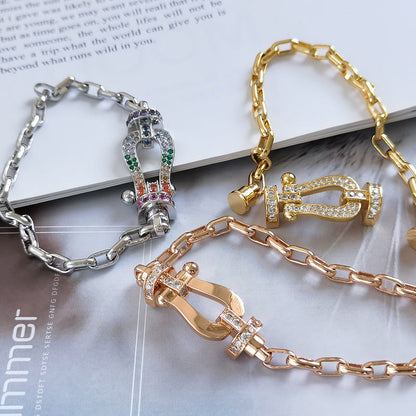 [Radiant Gem]¯FORCE LARGE HORSESHOE CLASP  METAL BRACELET