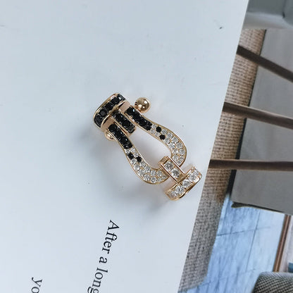 [Radiant Gem]¯FORCE LARGE HORSESHOE BLACK WHITE DIAMOND BRACELET SILVER