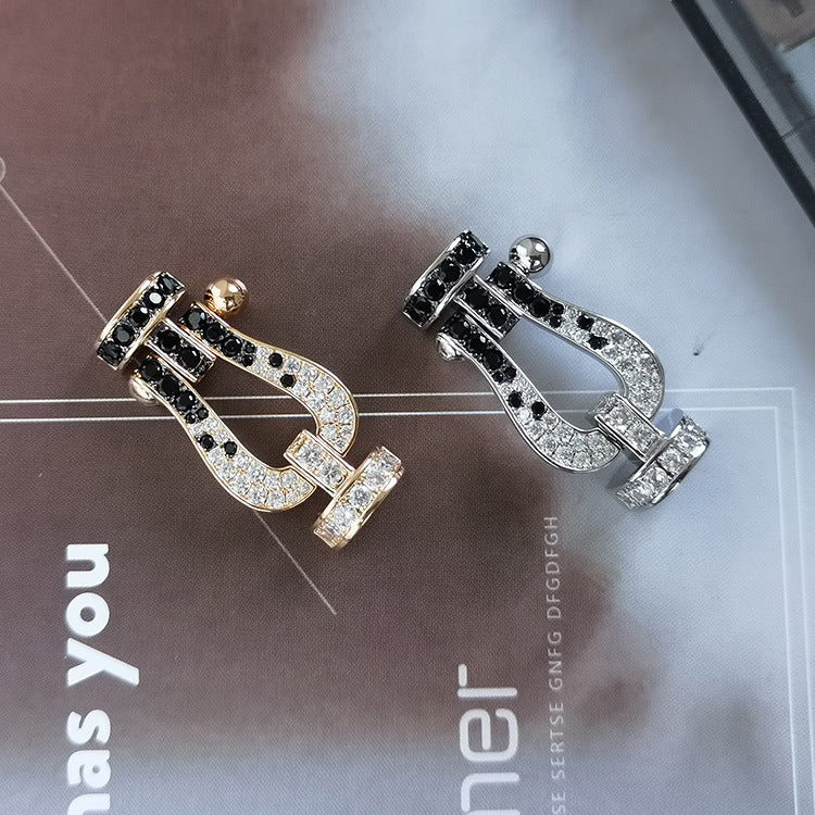 [Radiant Gem]¯FORCE LARGE HORSESHOE BLACK WHITE DIAMOND BRACELET ROSE GOLD