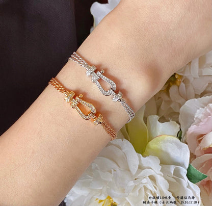 [Radiant Gem]¯FORCE SMALL HORSESHOE  DIAMOND CHAIN ROPE BRACELET