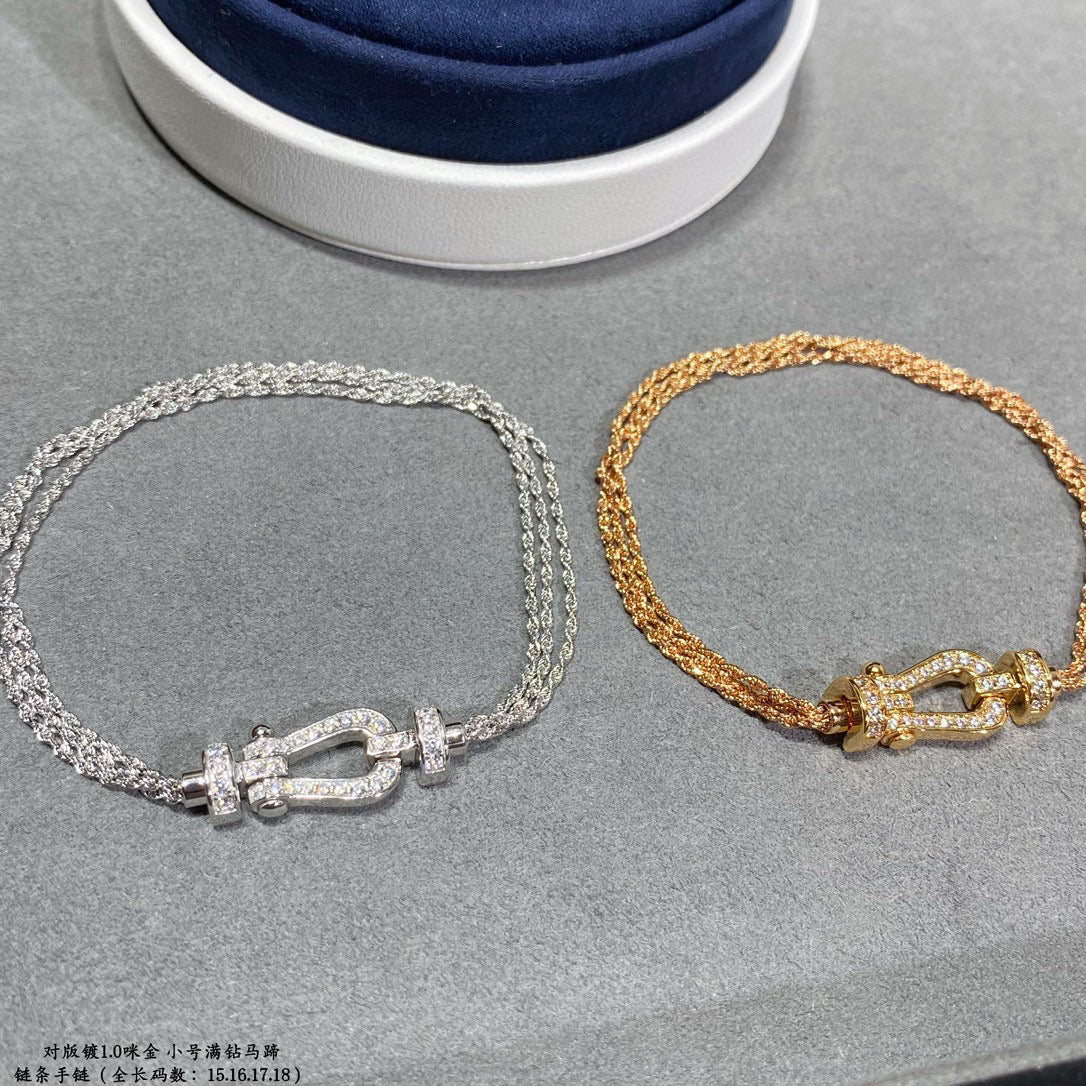 [Radiant Gem]¯FORCE SMALL HORSESHOE  DIAMOND CHAIN ROPE BRACELET