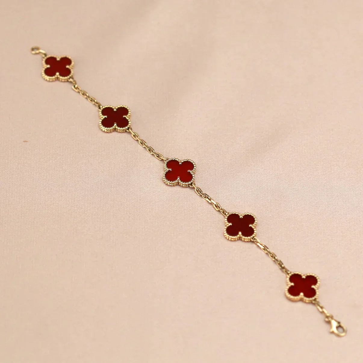 [Radiant Gem]New  CLOVER 5 MOTIF RED CORNELIAN BRACELET COLLECTION