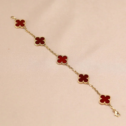 [Radiant Gem]New  CLOVER 5 MOTIF RED CORNELIAN BRACELET COLLECTION