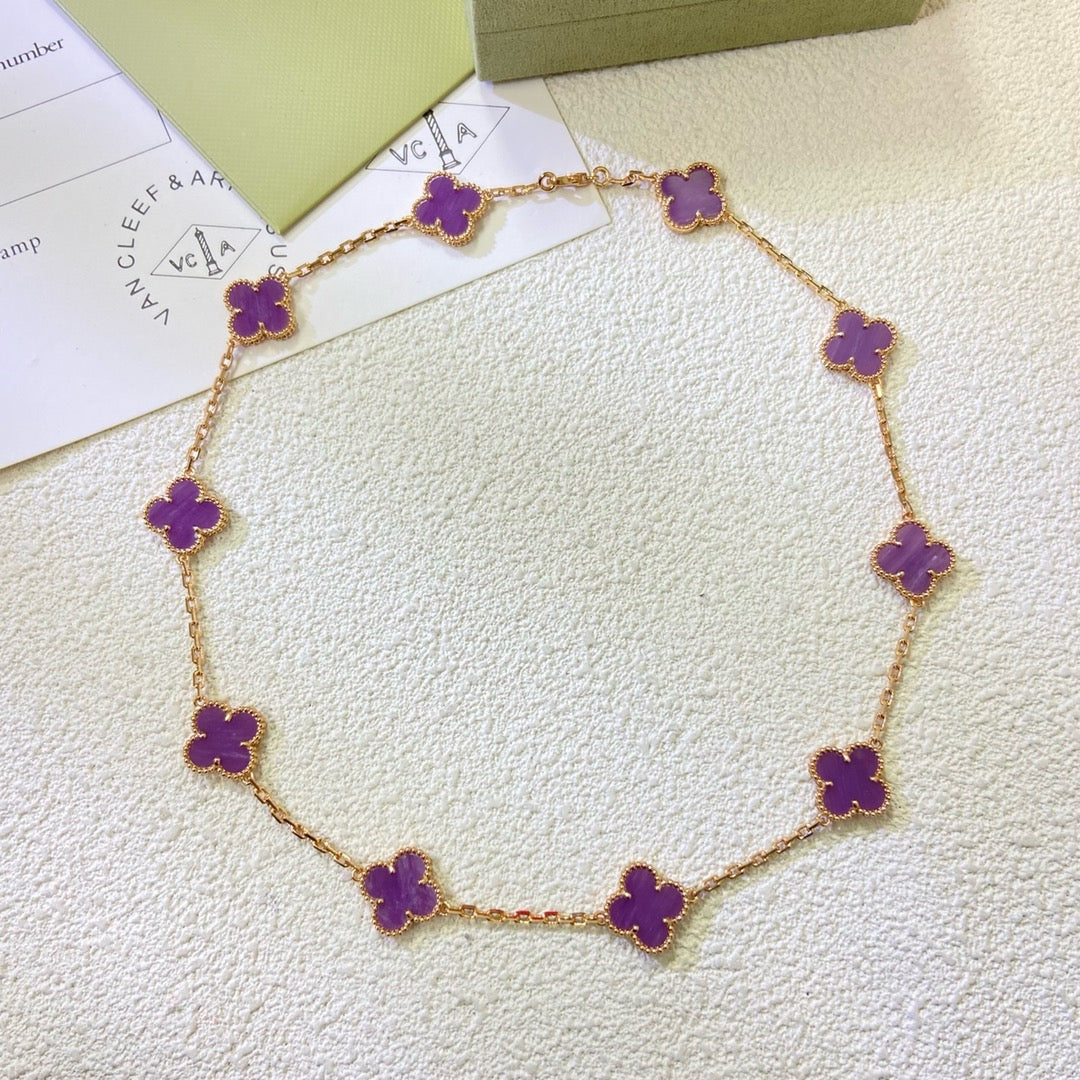[Radiant Gem]¯CLOVER 10 MOTIFS  PURPLE VIOLET  NECKLACE