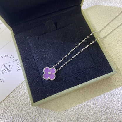 [Radiant Gem]¯CLOVER 15MM DIAMOND  PURPLE VIOLET NECKLACE