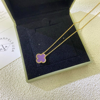 [Radiant Gem]¯CLOVER 15MM  PURPLE VIOLET NECKLACE