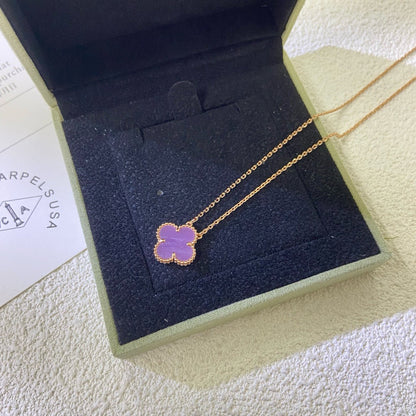 [Radiant Gem]¯CLOVER 15MM  PURPLE VIOLET NECKLACE