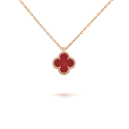 [Radiant Gem]¯CLOVER MINI 9.5MM WHITE CARNELIANS NECKLACE