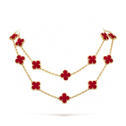 [Radiant Gem]¯CLOVER 20 MOTIFS CARNELIAN NECKLACE