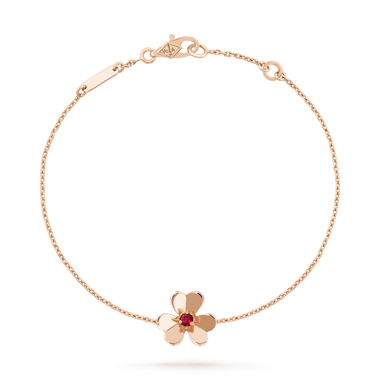 [Radiant Gem]¯FRIVOLE GOLD FLOWER PINK MALACHITE BRACELET