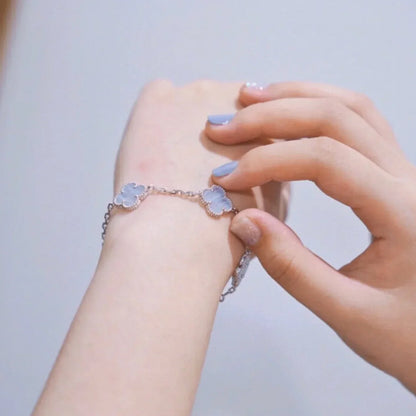 [Radiant Gem]New  CLOVER 5 MOTIF PURPLE CHALCEDONY BRACELET COLLECTION