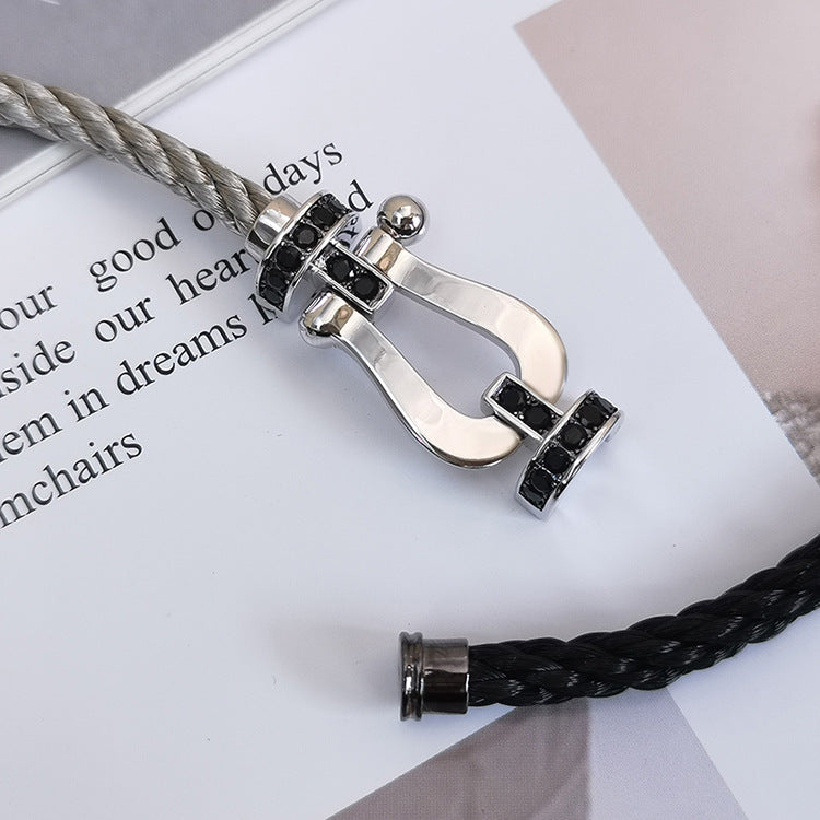 [Radiant Gem]¯FORCE LARGE HORSESHOE BLACK DIAMOND BRACELET SILVER