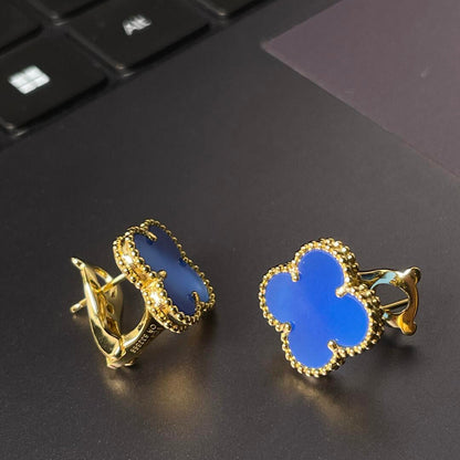 [Radiant Gem] CLOVER LARGE (20mm) 1 MOTIFS BLUE MOP STUD EARRINGS