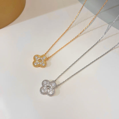 [Radiant Gem]¯CLOVER 15MM DIAMOND SINGLE FLOWER NECKLACE