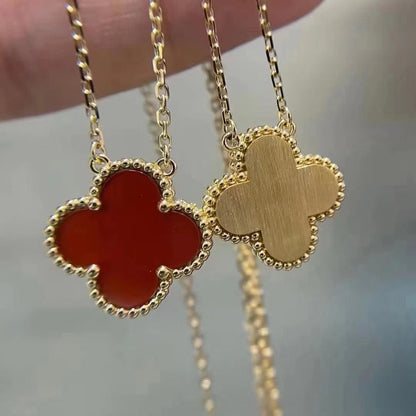 [Radiant Gem]¯CLOVER 15MM CARNELIAN SINGLE FLOWER NECKLACE